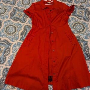 kate spade Red Button-Front Midi Shirt Dress with Pockets